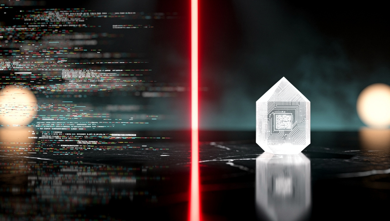 Abstract dark cinematic visualization of sovereign data flows securing Swiss enterprise artificial intelligence