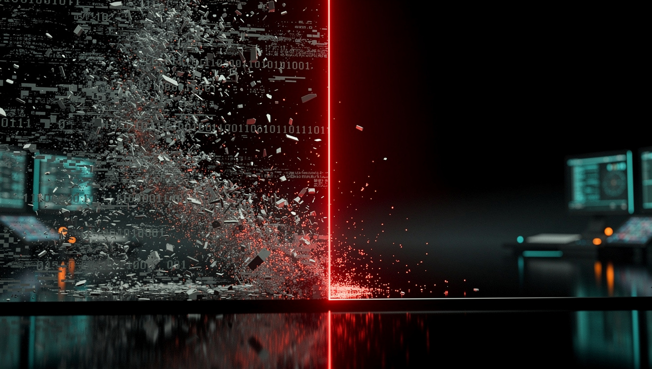 Conceptual dark cinematic representation of advanced AI agents in Swiss wealth management