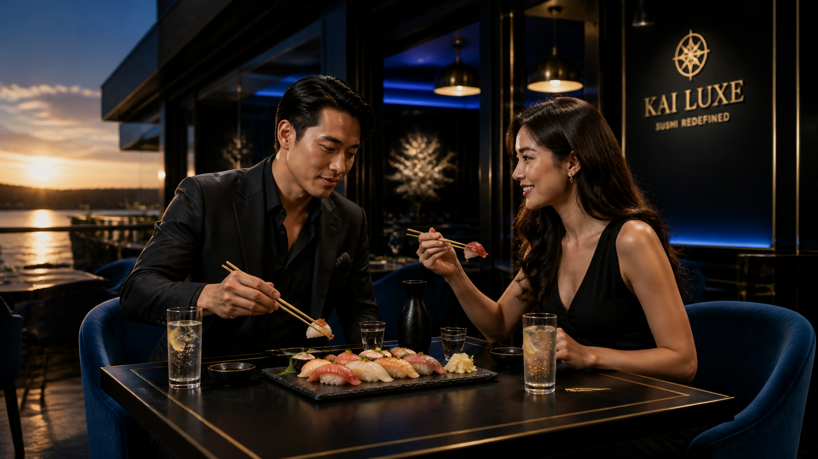Couple dining at Kai Luxe restaurant