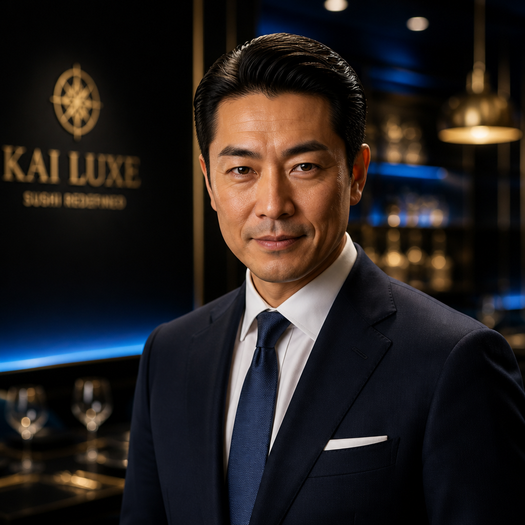 Kai Luxe CEO professional portrait generated with character reference